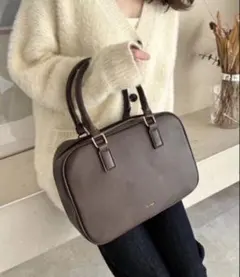 スクエアバッグ 2way ショルダー ハンドバッグ 韓国 ブラウン 通勤 上品