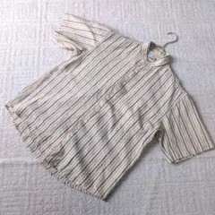 希少/ウール100%　YUKI TORII HOMME 半袖シャツスタンドカラーのサムネイル