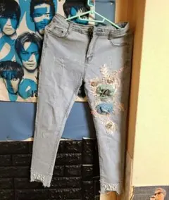 ダメージデニム　JEANS ブルー　2XL