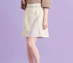 〔MAJESTIC LEGON〕バイカラーラップミニスカート