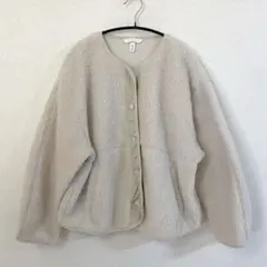 H&M ボア　アウター　ジャケット　アイボリー