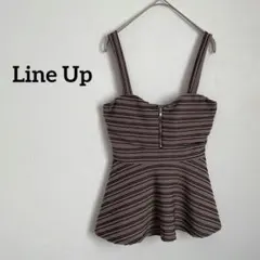 ビスチェ キャミトップ ブラウン ボーダー フレア Line Up 古着