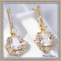 ピアス フォーマル スクエアドロップ ホワイト ゴールド エレガント レディース