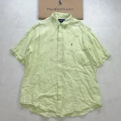 RALPH LAUREN 半袖リネンシャツ クラシックフィット XL ライム