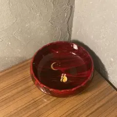 会津塗り 杢目塗 月とうさぎ 漆器菓子鉢 レトロ 和食器