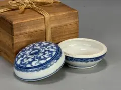 茶道具 香合 拍子木香合 青絵(染付)文様 景雲作 共箱 S74A - メルカリ