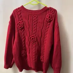branshes 赤 ケーブルニットセーター
