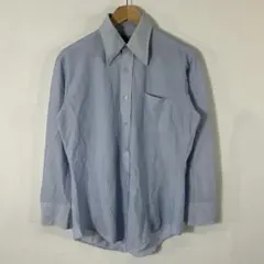 90s/vintage/水色/無地シャツ 長袖 レトロ シンプル 古着
