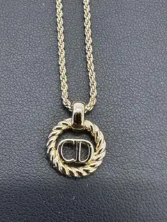 ディオール ネックレス CDロゴ ラウンド ゴールド色系　全長43cm 女性用
