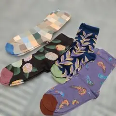 ETSMON 　ハイクルー丈ソックス　レディース　4足セット　①