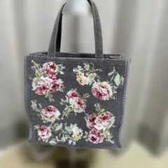 LAURA ASHLEY　ローラアシュレイ　シェニール織り　花柄　トートバッグ