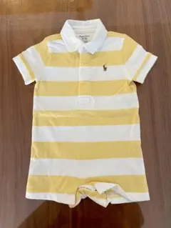 【美品】Ralph Lauren ストライプロンパース　9M 75cm