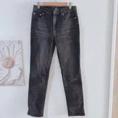 GAP スリムフィット　デニム　ストレート　ダメージパンツ　ダークグレー　S相当