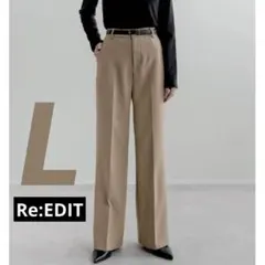 Re:EDIT カットツイルセンタープレスカラースラックス Lサイズ ベージュ