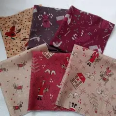 クリスマスデザインはぎれ 生地  6枚セット