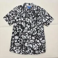 adidas originals アロハシャツ 総柄 黒白 半袖 アディダスのサムネイル