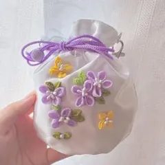 ハンドメイド つまみ細工 巾着袋 ポーチ