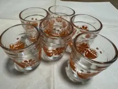 昭和レトロ グラス 6個セット オレンジ 花柄 レモン柄ビンテージ コップ