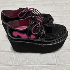 美品 厚底ローファー yosuke エナメル 24サイズ ヒール10㌢ 編上げ