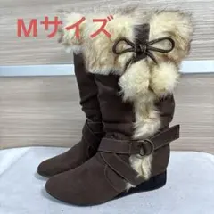 美品✨　ブラウン ファー付き ロングブーツ　M