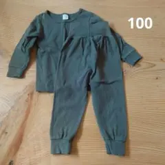 オリーブグリーン 長袖パジャマ 100