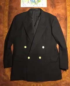 良品 BURBERRY・Wブレザー/テーラードJKT・AB4・金ボタン・紺色