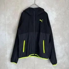 【美品】PUMA レディース ウィンドブレーカー 黒 S 蛍光ロゴ 裏メッシュ