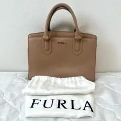 FURLA ベージュ ピンクベージュ レザー ハンドバッグ 保存袋あり 鞄