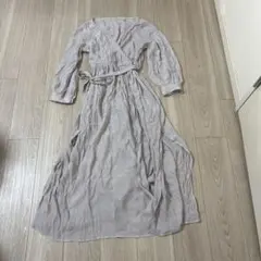 グレー ロングラップドレスシャツワンピース Mサイズ