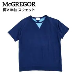 McGREGOR 半袖 両Vスウェット ロゴ刺繍 ラグラン ネイビー Mサイズ