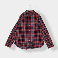 Gap ギャップ チェック柄 カジュアル メンズ シャツ レッド ネイビー L