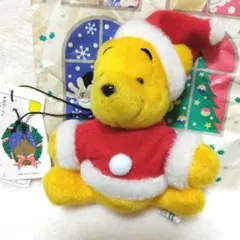 【未使用当時物】くまのプーさん サンタ バッジ ブローチ ぬいぐるみ クリスマス