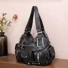 レザーショルダー ハンドバッグ フェアリーグランジ Y2K ブラック 黒