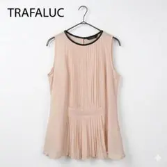 ZARA TRAFALUC プリーツ ノースリーブトップス S 黒パイピングのサムネイル