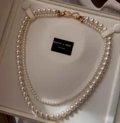 パールネックレス　二連　上品 重ね付け風 フォーマル 結婚式