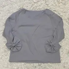 GRL スカラップネックパールリボンスリーブトップス Mサイズ