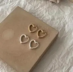 【人気・再入荷】ミニハートフープ　ワンタッチピアス　SV925 リング　韓国