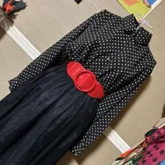 レトロ古着 ドット柄 長袖ブラウス ヴィンテージ 古着 黒白