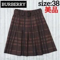 ★美品★バーバリー＊チェック柄＊ウールスカート＊茶＊38