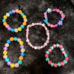 カラフルビーズブレスレット5個セット