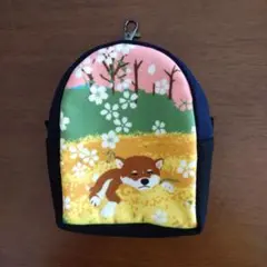 新品　ハンドメイド　ミニリュック型ポーチ　柴犬　犬