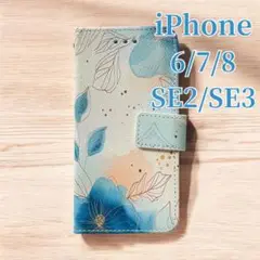 iPhone6/7/8/SE2/SE3 ケース 手帳型 カバー おしゃれ花柄