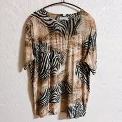 【M】ゼブラ柄 半袖Tシャツ 海外古着 レディース トップス