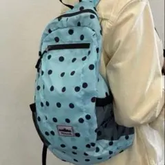 ドット柄 水玉 ブルー ナイロン リュック 軽量