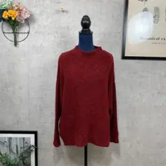 GLOBALWORK レディース ニット セーター ハイネック M レッド 無地