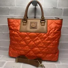 (美品)大人気、トリーバーチ、2wayバック、大容量、A-4可、キルティング、金