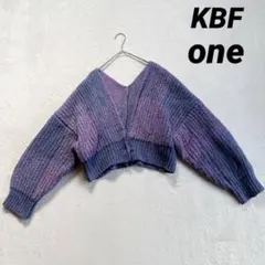 【ケービーエフ】Vネック ショート丈カーディガン 毛混 パープル系 厚手