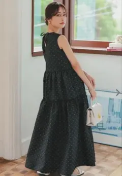 神戸レタス プチレタス ジャガードティアードワンピース ドット プチM 新品