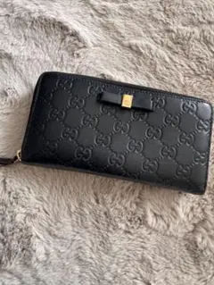 GUCCI グッチ シマ ラウンドファスナー 長財布 ブラックのサムネイル