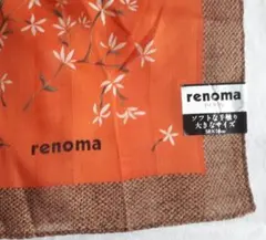 renoma 花柄 ハンカチ 58×58cm 大判 オレンジ